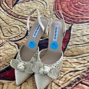 Charles David Cream Woven Heels